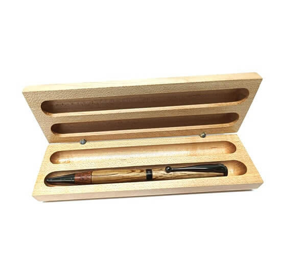 2nd choice Wooden pen box with slot for 2 slim pens. 16 x 5 x 2.8 cm