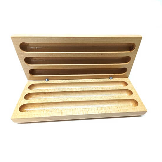 2nd choice Wooden pen box with slot for 3 slim pens. 16 x 7 x 2.8 cm